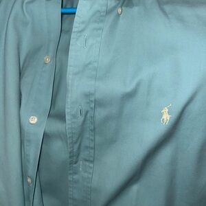 Ralph Lauren Men’s Teal Button-Down Oxford Shirt with Embroidered Pony